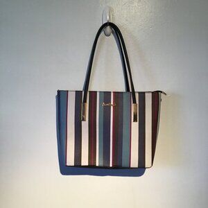 Darling's Striped Polyurethane Tote Bag